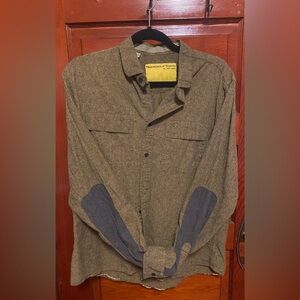 Descendant of Thieves Button Down Green Wool Shirt with Dark Grey Charcoal